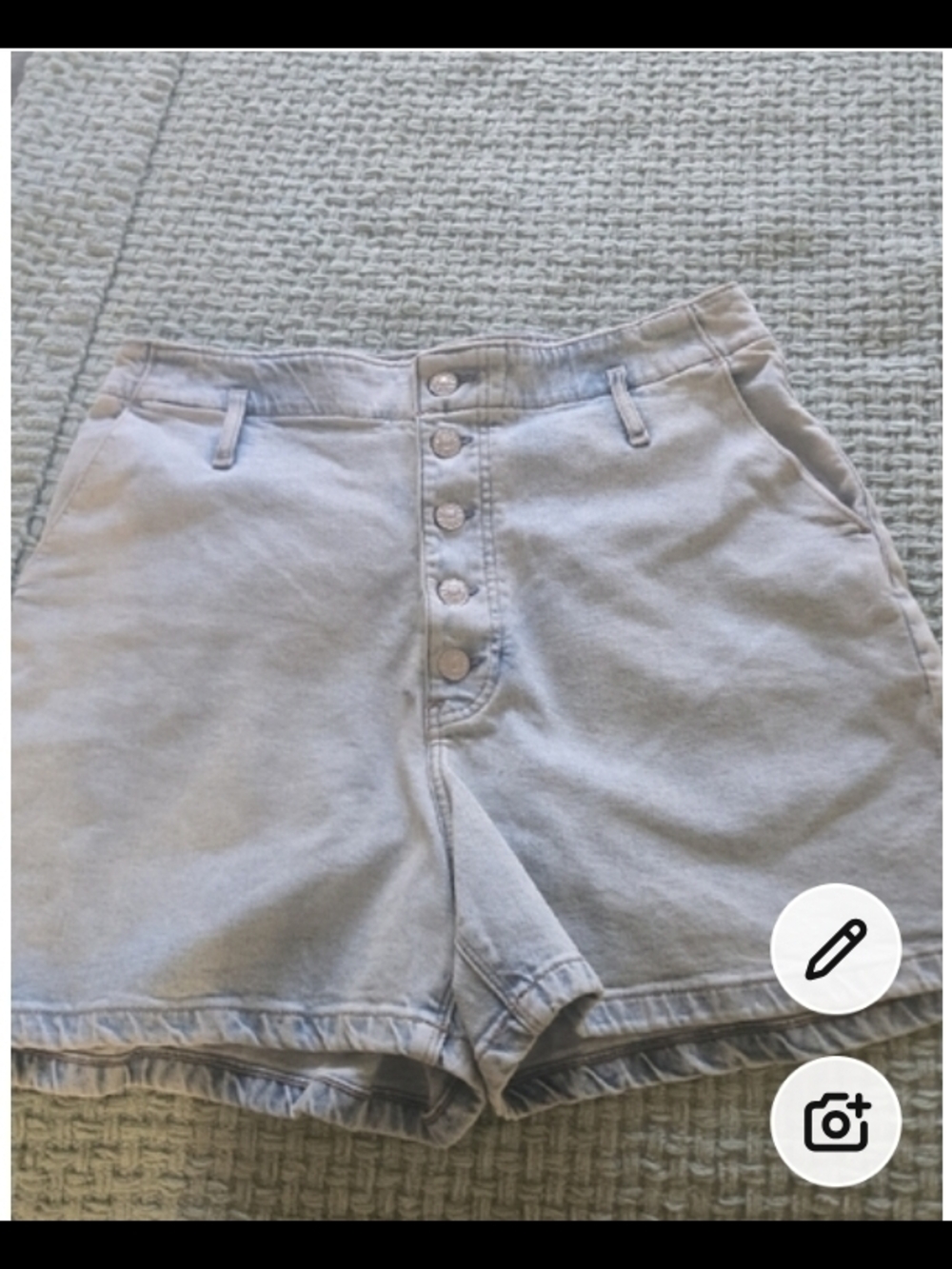 Express Light Blue High-Rise Button-Fly Jean Shorts